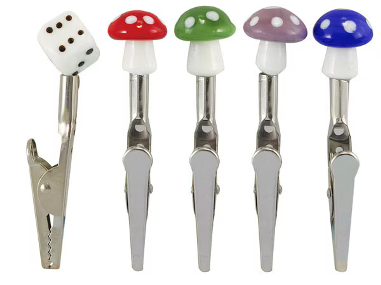 Bag  2.65" Ceramic Tip Mushrooms & Dice Memo Clips  A