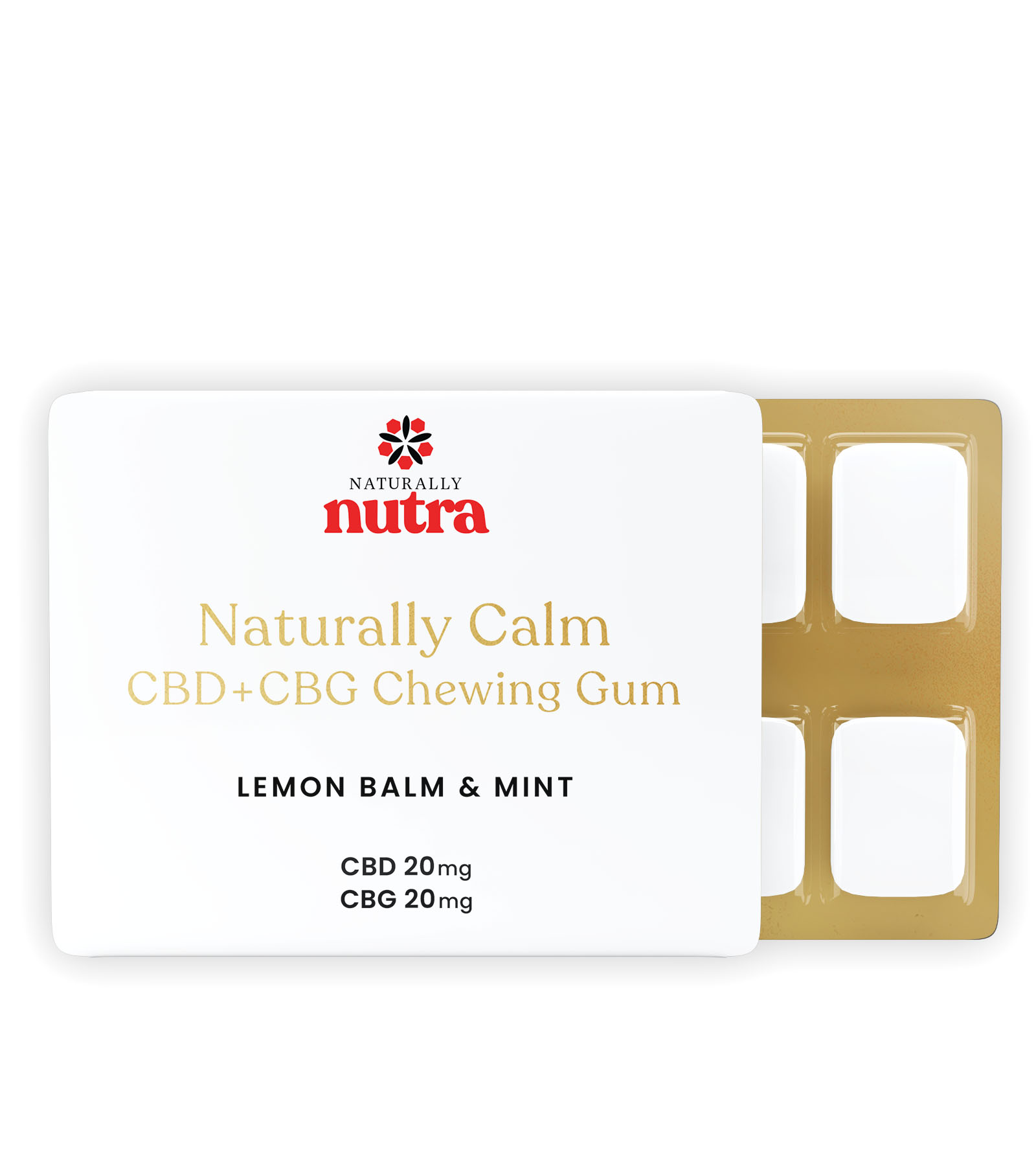 Naturally Calm CBD:CBG Lemon Balm and Mint Chewing Gum